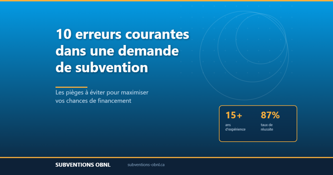 Les 10 erreurs les plus courantes dans une demande de subvention OBNL au Québec et comment les éviter