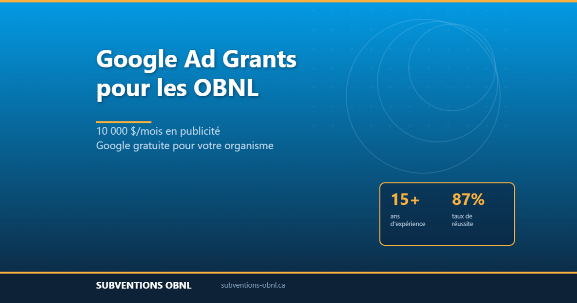 Guide Google Ad Grants pour les OBNL au Québec — 10 000 $ par mois en publicité gratuite