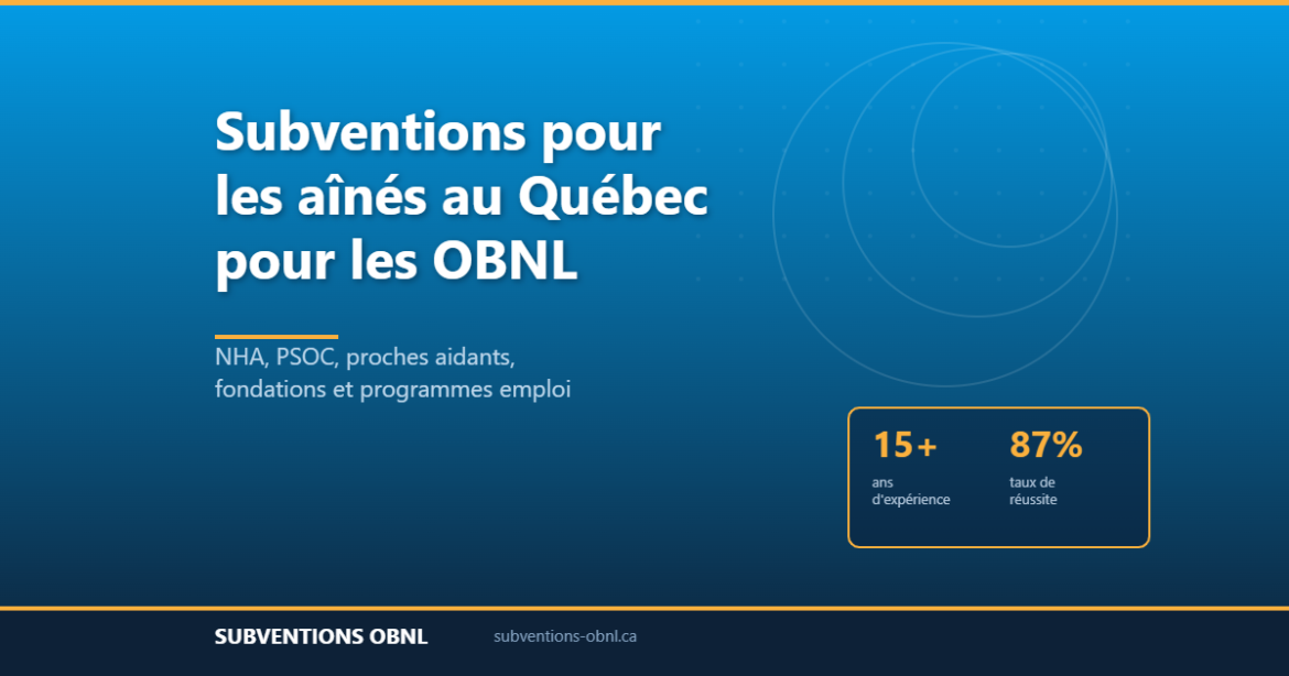 Guide complet des subventions pour les OBNL desservant les aînés au Québec