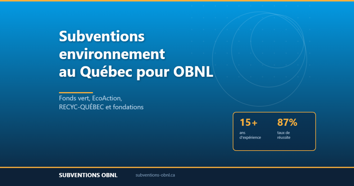 Guide des subventions en environnement pour les OBNL au Québec