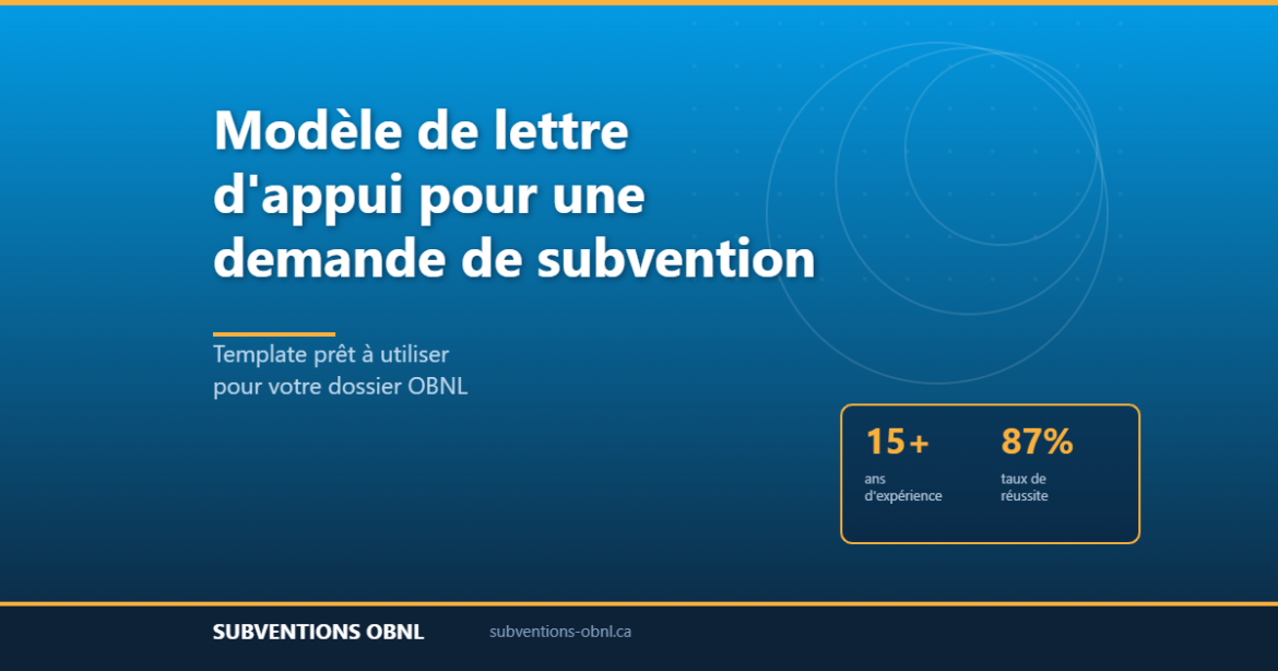Modèle de lettre d appui pour une demande de subvention OBNL