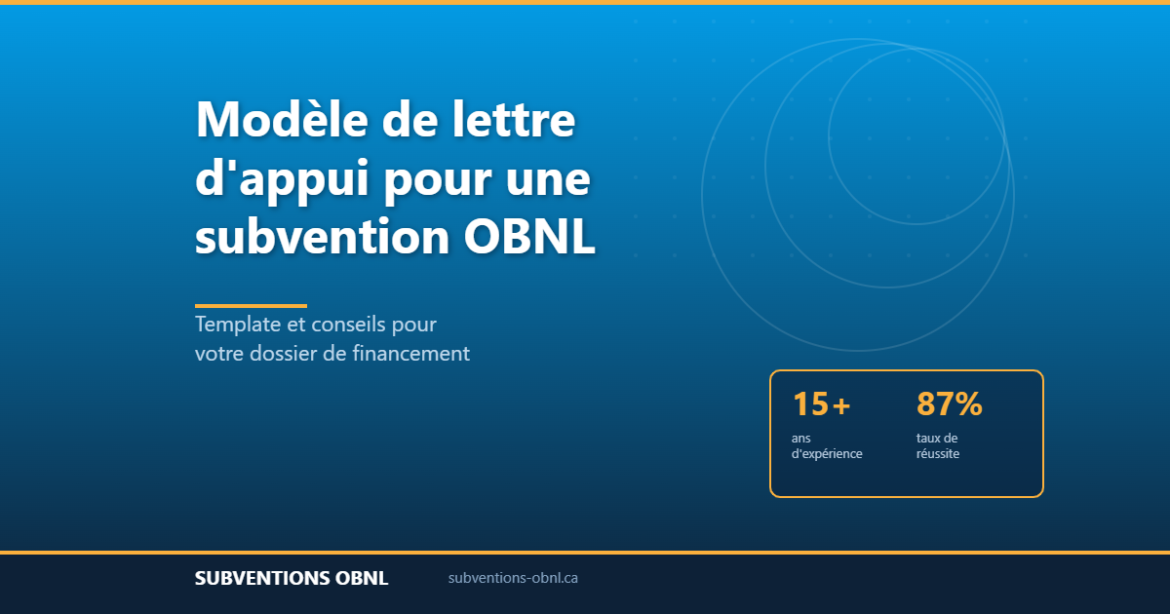 Modèle de lettre d appui pour demande de subvention OBNL au Québec