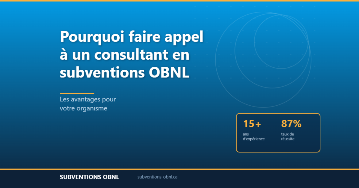 Avantages de faire appel à un consultant en subventions pour votre OBNL