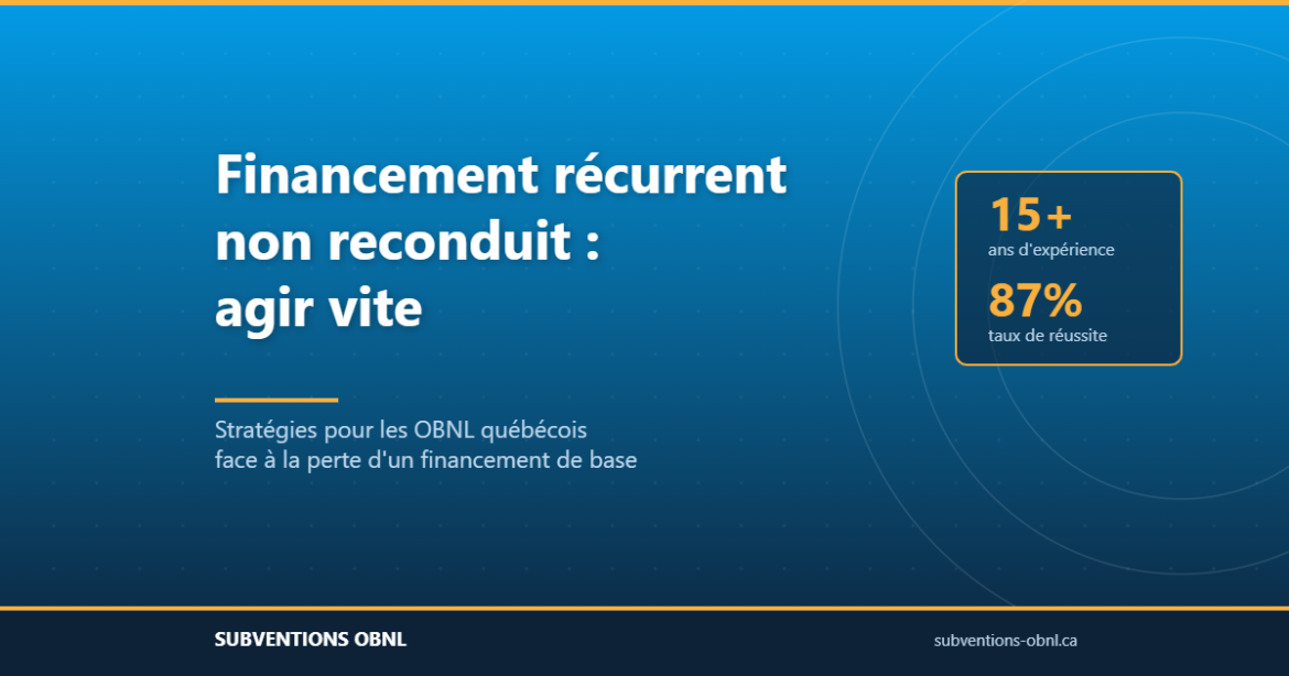 Visuel illustrant les stratégies pour les OBNL québécois face à la fin d'un financement récurrent