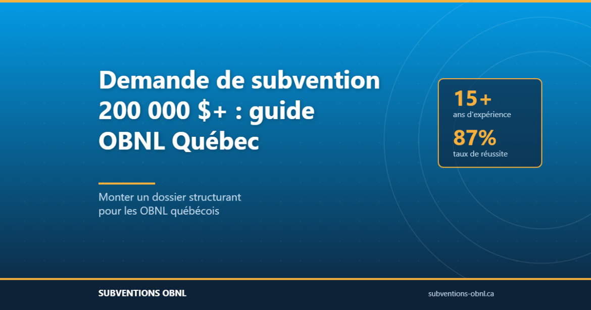 Guide pour monter une demande de subvention de 200 000 dollars et plus pour un OBNL québécois